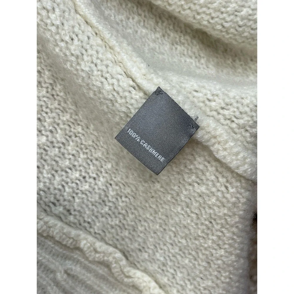 Neiman Marcus Cashmere Open Front Cardigan Sweater XS White Loose Knit - Picture 5 of 5